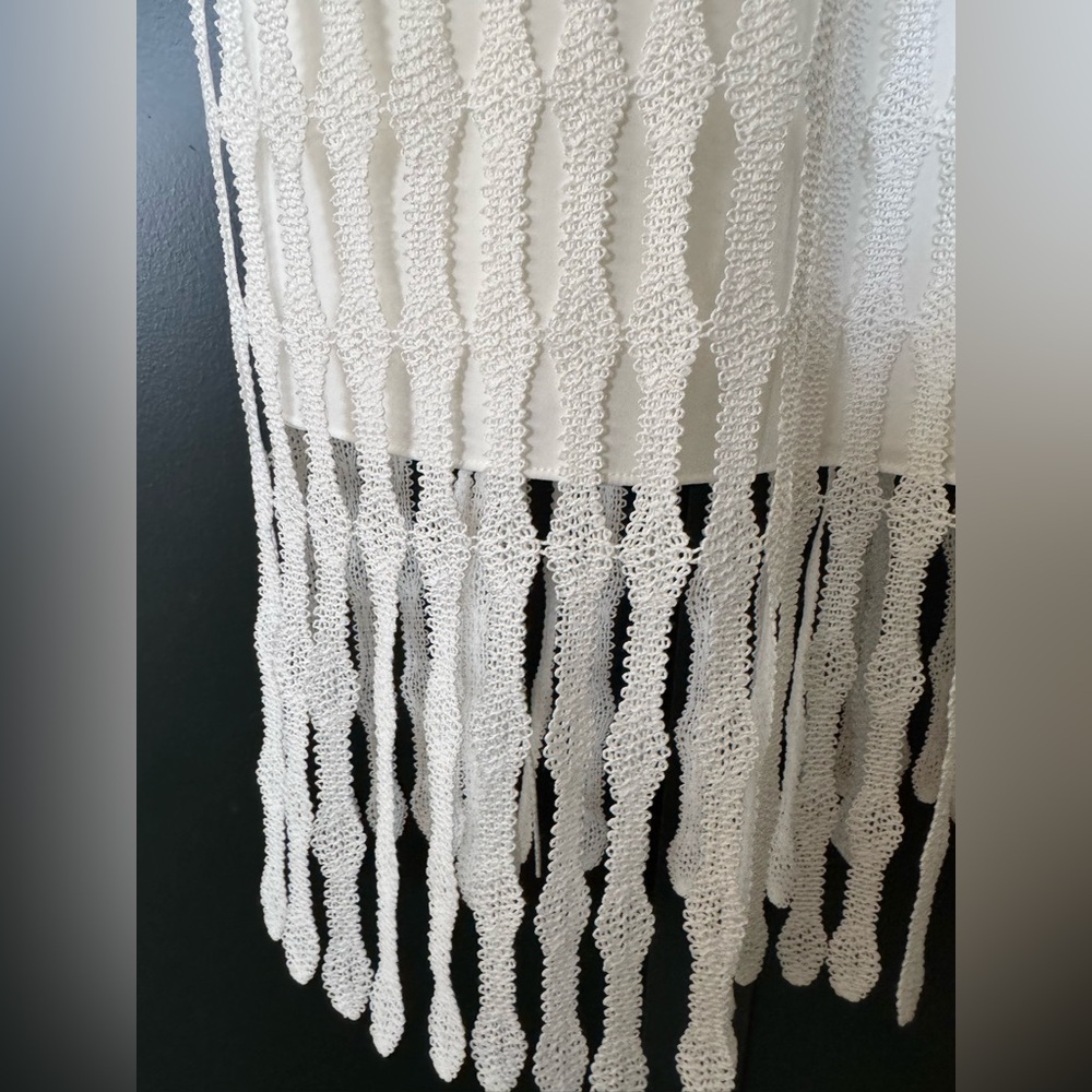 NWT Antonio Melani White Crochet Midi Asha Dress Fringe Hem Halter Resort ~ 10 - Picture 5 of 10